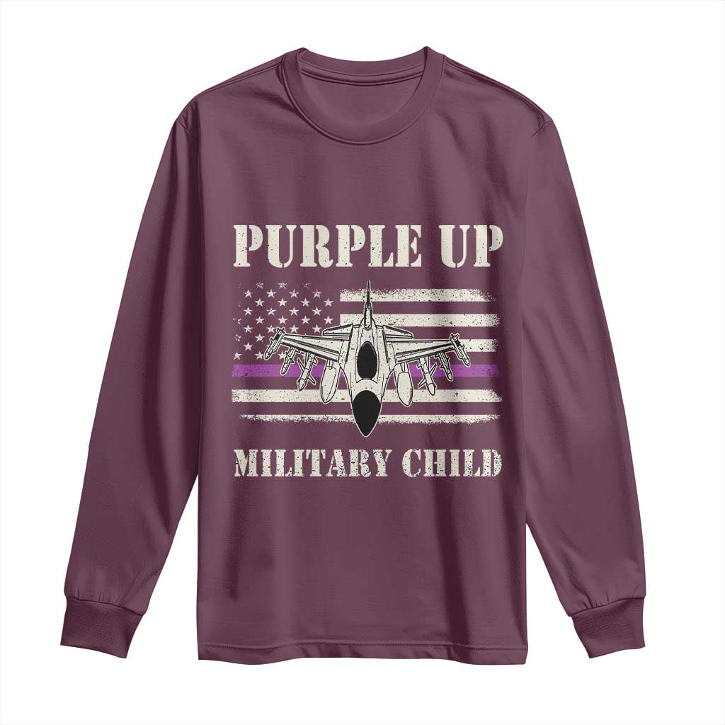 Purple Up For Military Kids Long Sleeve Shirt Month of Military Child Kids Air Force US Flag