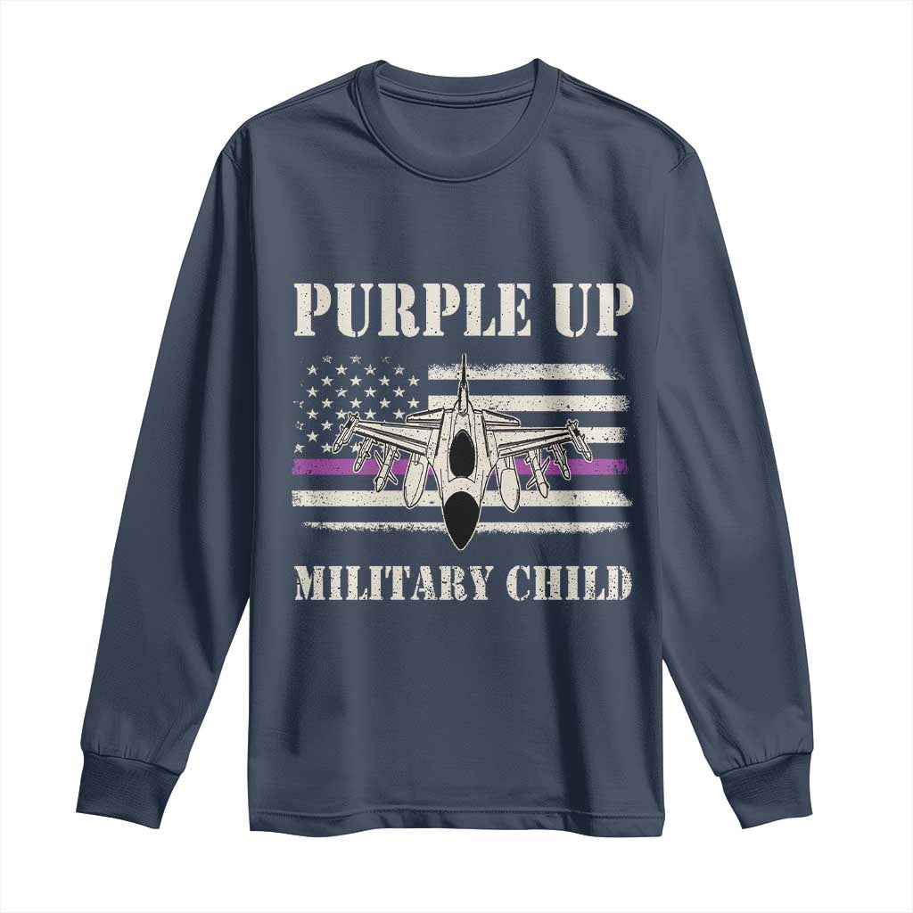 Purple Up For Military Kids Long Sleeve Shirt Month of Military Child Kids Air Force US Flag
