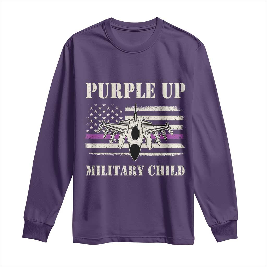 Purple Up For Military Kids Long Sleeve Shirt Month of Military Child Kids Air Force US Flag