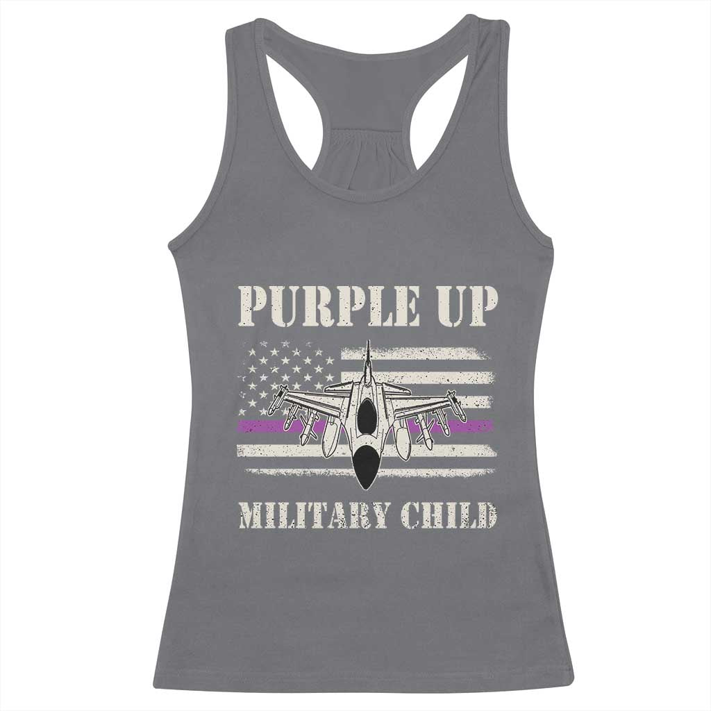 Purple Up For Military Kids Racerback Tank Top Month of Military Child Kids Air Force US Flag