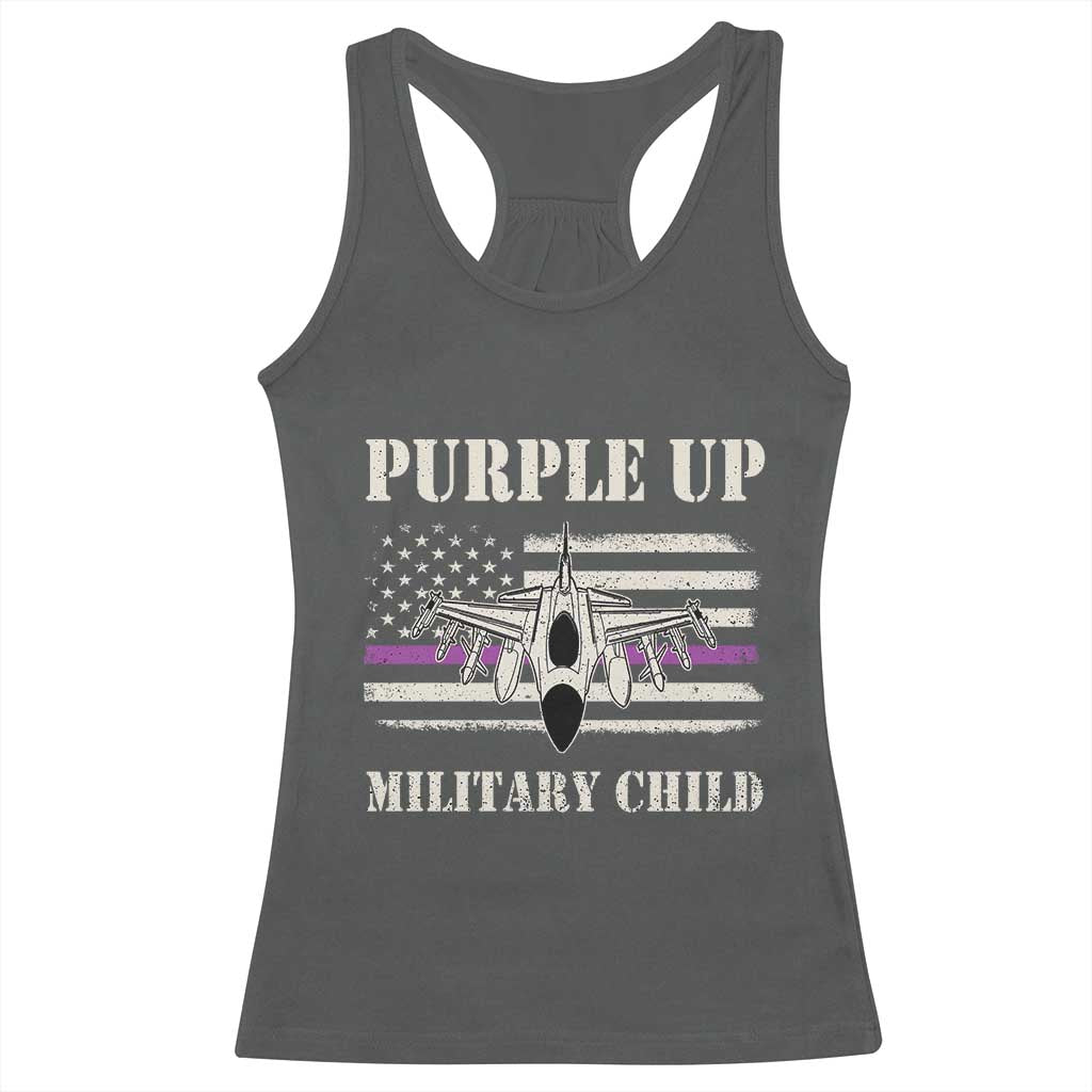 Purple Up For Military Kids Racerback Tank Top Month of Military Child Kids Air Force US Flag