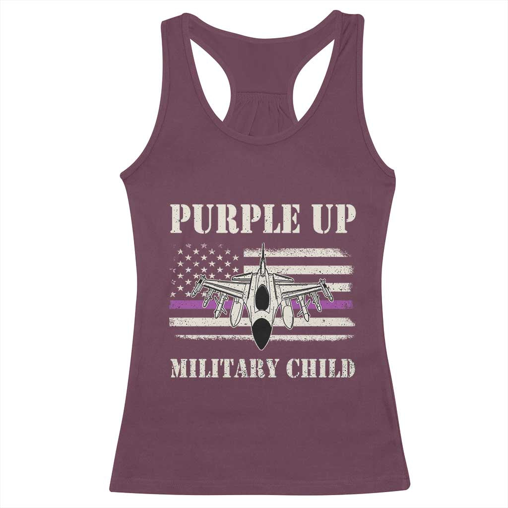 Purple Up For Military Kids Racerback Tank Top Month of Military Child Kids Air Force US Flag
