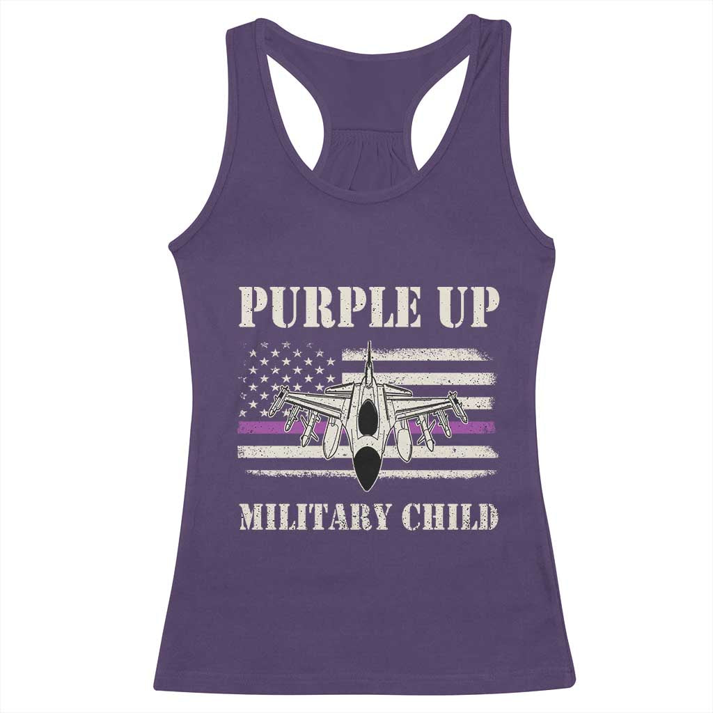 Purple Up For Military Kids Racerback Tank Top Month of Military Child Kids Air Force US Flag
