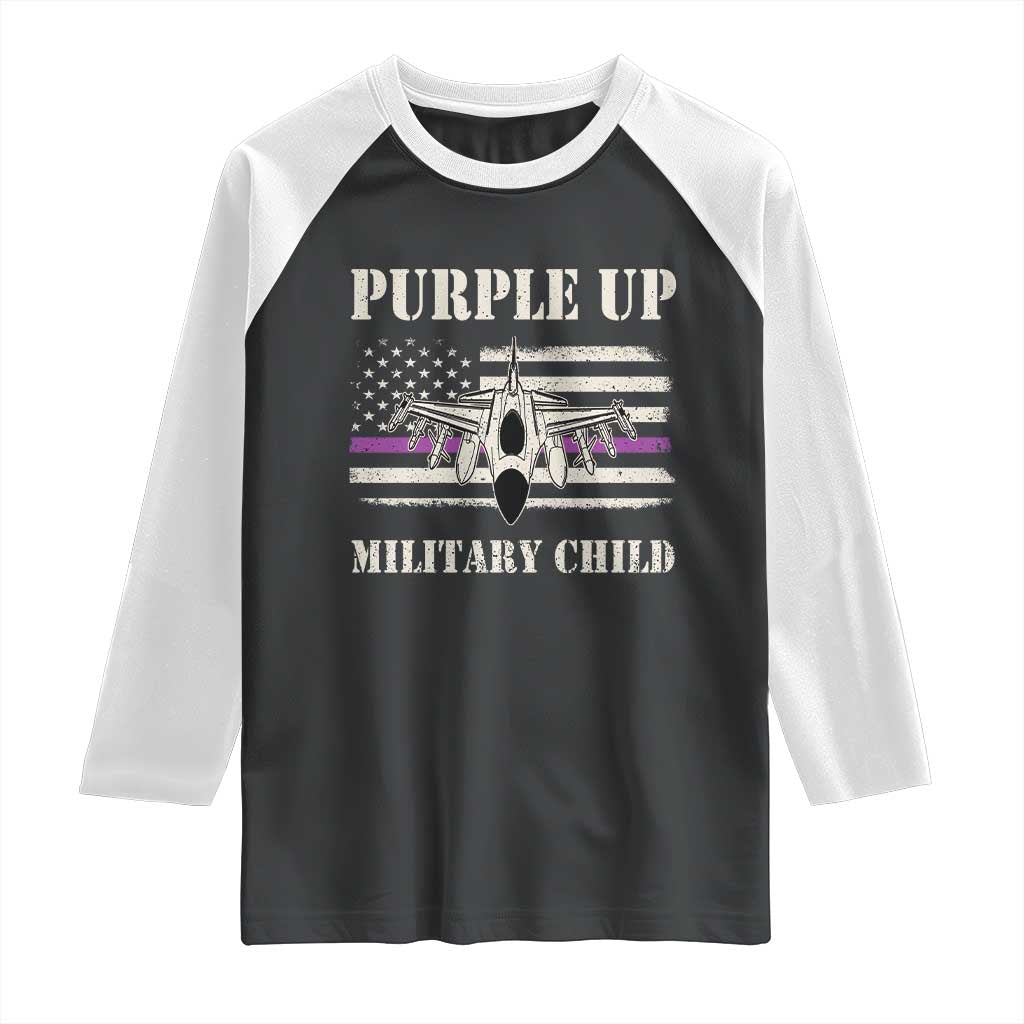 Purple Up For Military Kids Raglan Shirt Month of Military Child Kids Air Force US Flag