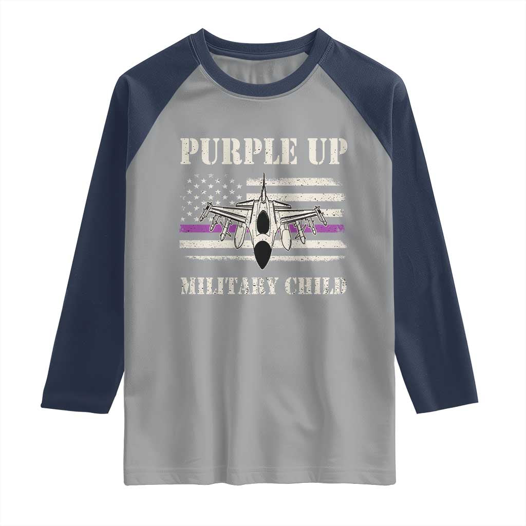 Purple Up For Military Kids Raglan Shirt Month of Military Child Kids Air Force US Flag
