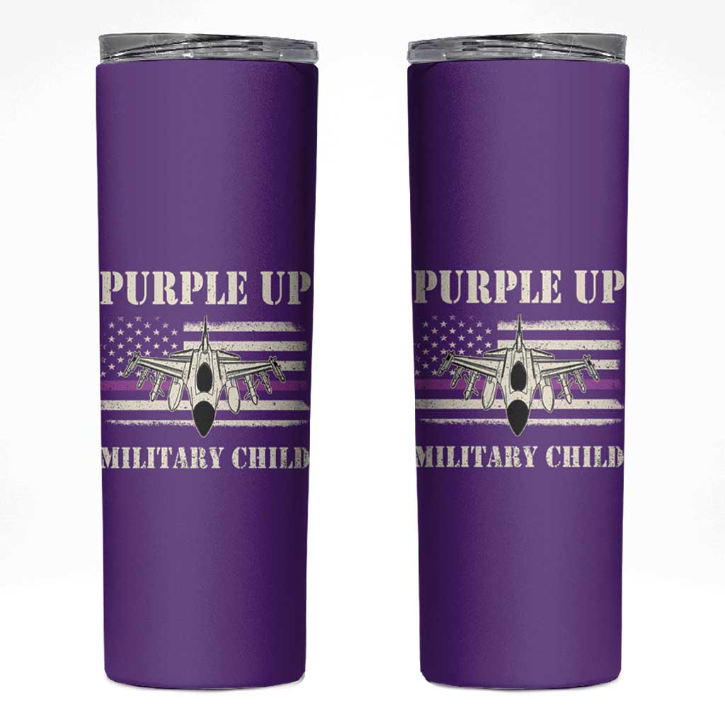 Purple Up For Military Kids Skinny Tumbler Month of Military Child Kids Air Force US Flag