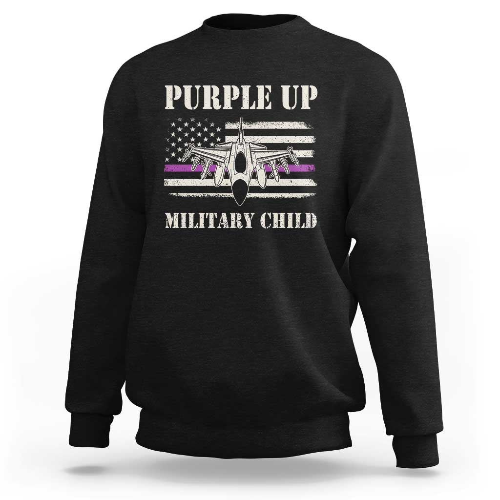 Purple Up For Military Kids Sweatshirt Month of Military Child Kids Air Force US Flag