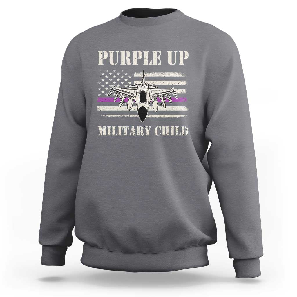 Purple Up For Military Kids Sweatshirt Month of Military Child Kids Air Force US Flag