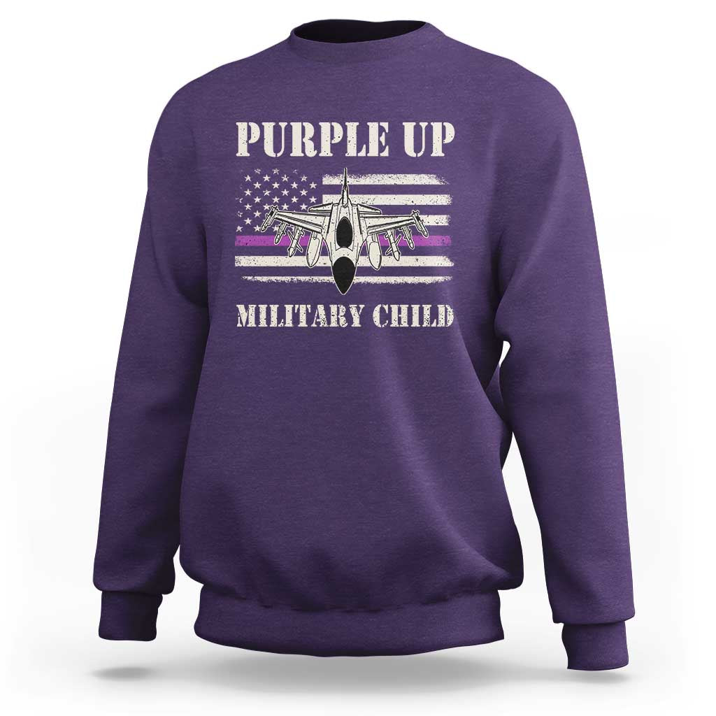 Purple Up For Military Kids Sweatshirt Month of Military Child Kids Air Force US Flag