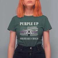Purple Up For Military Kids T Shirt For Women Month of Military Child Kids Air Force US Flag