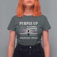 Purple Up For Military Kids T Shirt For Women Month of Military Child Kids Air Force US Flag
