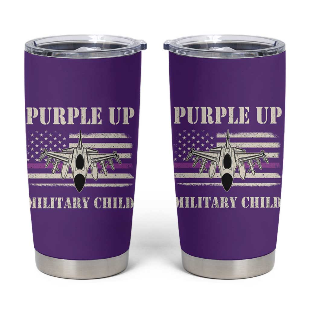 Purple Up For Military Kids Tumbler Cup Month of Military Child Kids Air Force US Flag