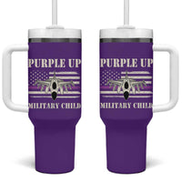 Purple Up For Military Kids Tumbler With Handle Month of Military Child Kids Air Force US Flag