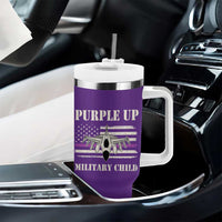 Purple Up For Military Kids Tumbler With Handle Month of Military Child Kids Air Force US Flag