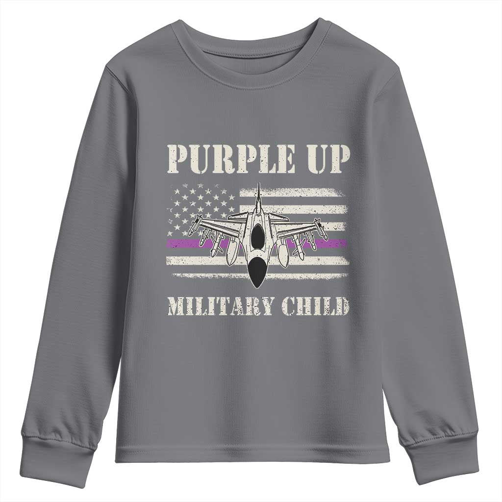 Purple Up For Military Kids Youth Sweatshirt Month of Military Child Kids Air Force US Flag