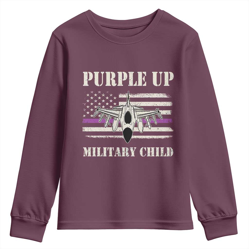 Purple Up For Military Kids Youth Sweatshirt Month of Military Child Kids Air Force US Flag