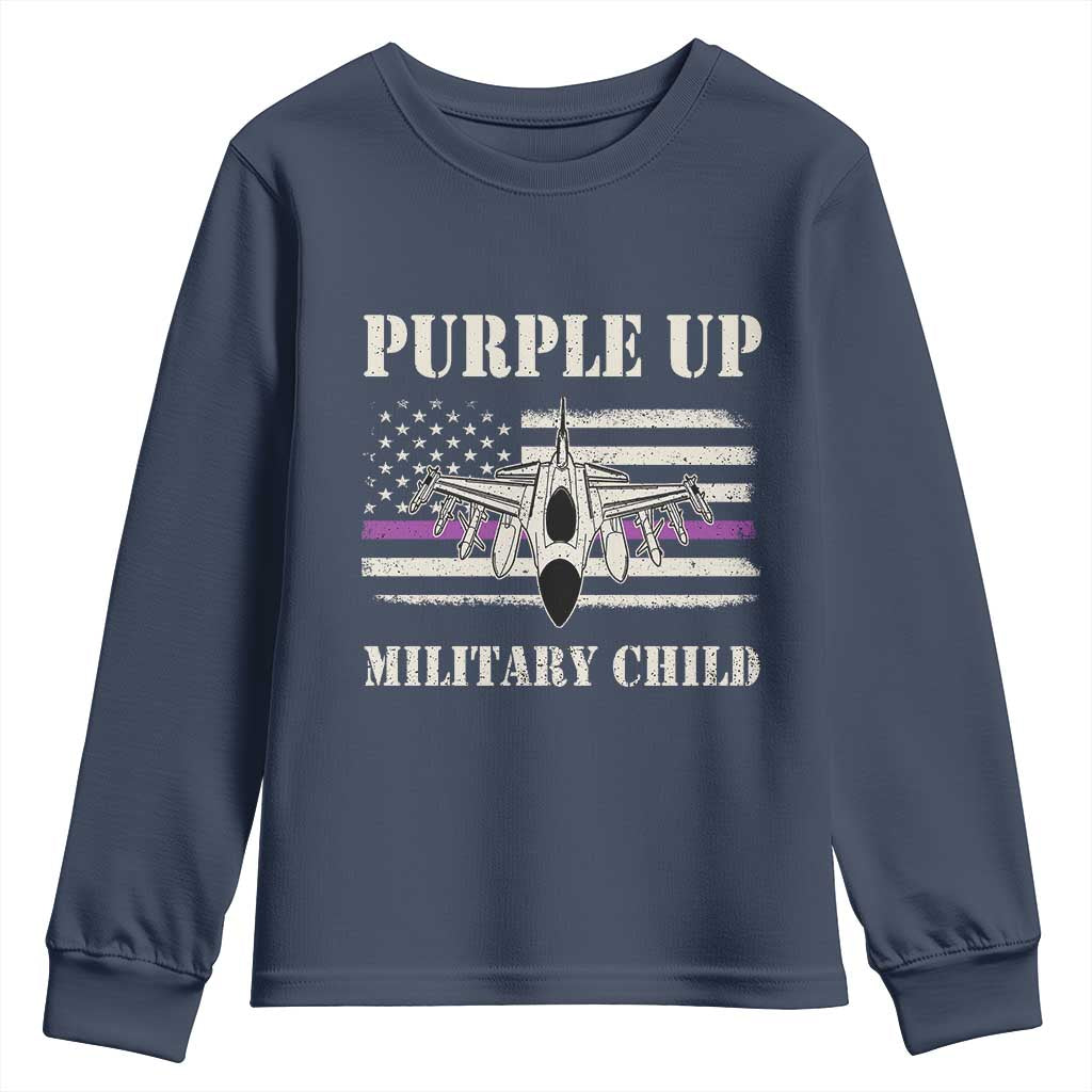 Purple Up For Military Kids Youth Sweatshirt Month of Military Child Kids Air Force US Flag