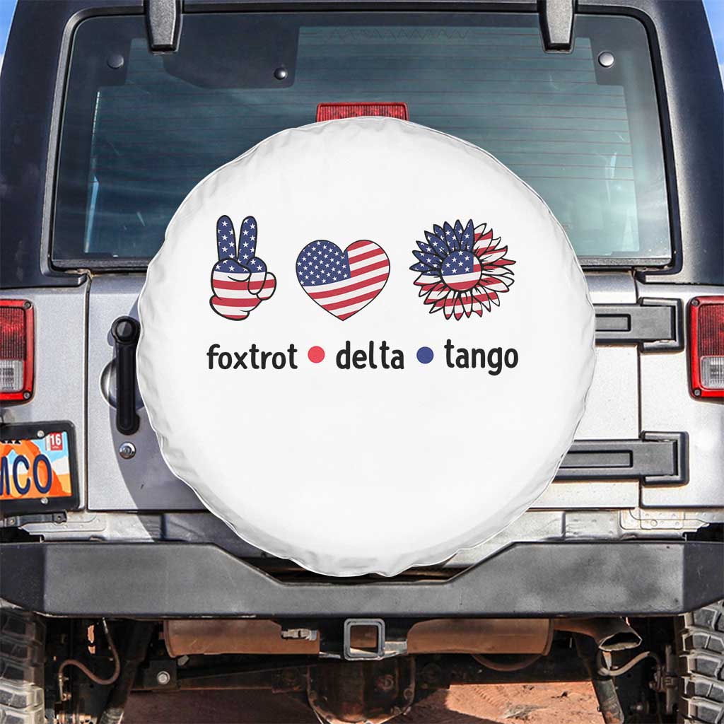 Funny Foxtrots Delta Tangos Spare Tire Cover American Flag Peace Sign Heart Sunflower