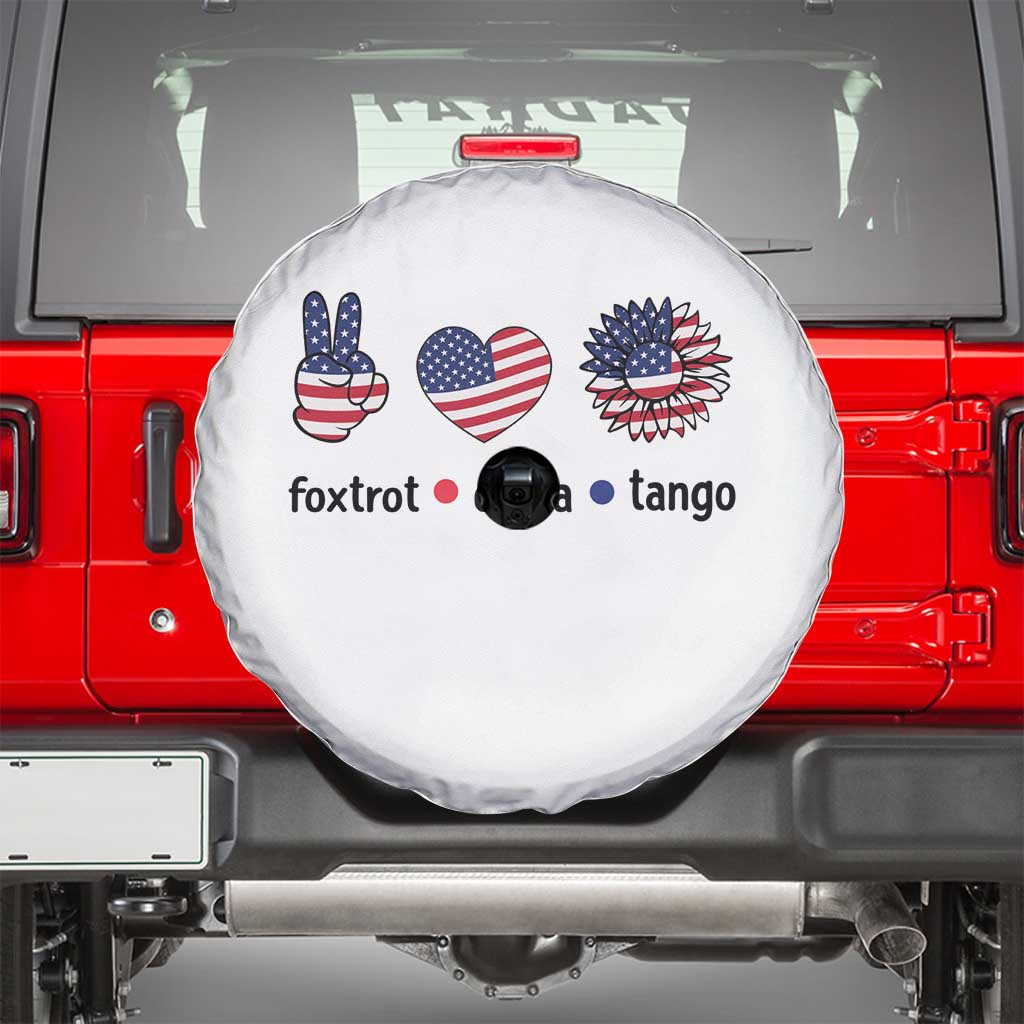 Funny Foxtrots Delta Tangos Spare Tire Cover American Flag Peace Sign Heart Sunflower