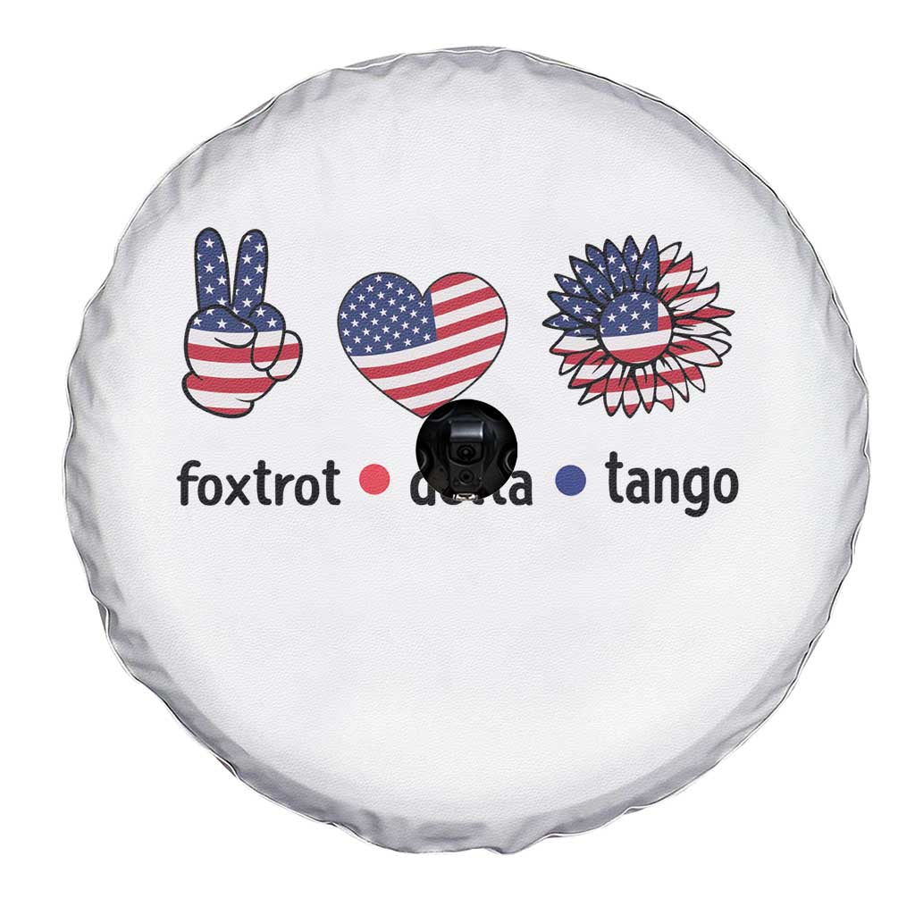 Funny Foxtrots Delta Tangos Spare Tire Cover American Flag Peace Sign Heart Sunflower