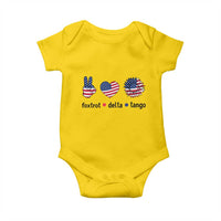 Funny Foxtrots Delta Tangos Baby Onesie American Flag Peace Sign Heart Sunflower