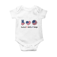 Funny Foxtrots Delta Tangos Baby Onesie American Flag Peace Sign Heart Sunflower