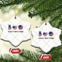 Funny Foxtrots Delta Tangos Ceramic Ornament American Flag Peace Sign Heart Sunflower - Wonder Print Shop