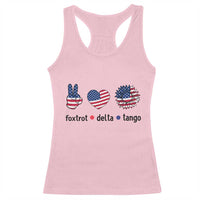 Funny Foxtrots Delta Tangos Racerback Tank Top American Flag Peace Sign Heart Sunflower