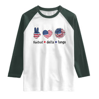 Funny Foxtrots Delta Tangos Raglan Shirt American Flag Peace Sign Heart Sunflower