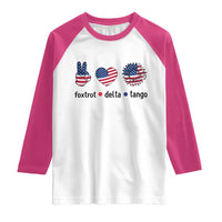 Funny Foxtrots Delta Tangos Raglan Shirt American Flag Peace Sign Heart Sunflower