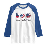 Funny Foxtrots Delta Tangos Raglan Shirt American Flag Peace Sign Heart Sunflower