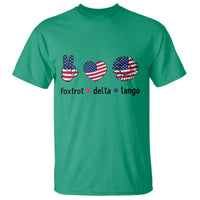 Funny Foxtrots Delta Tangos T Shirt American Flag Peace Sign Heart Sunflower