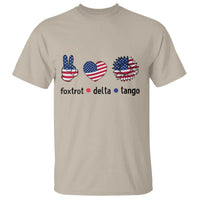 Funny Foxtrots Delta Tangos T Shirt American Flag Peace Sign Heart Sunflower