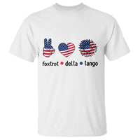 Funny Foxtrots Delta Tangos T Shirt American Flag Peace Sign Heart Sunflower
