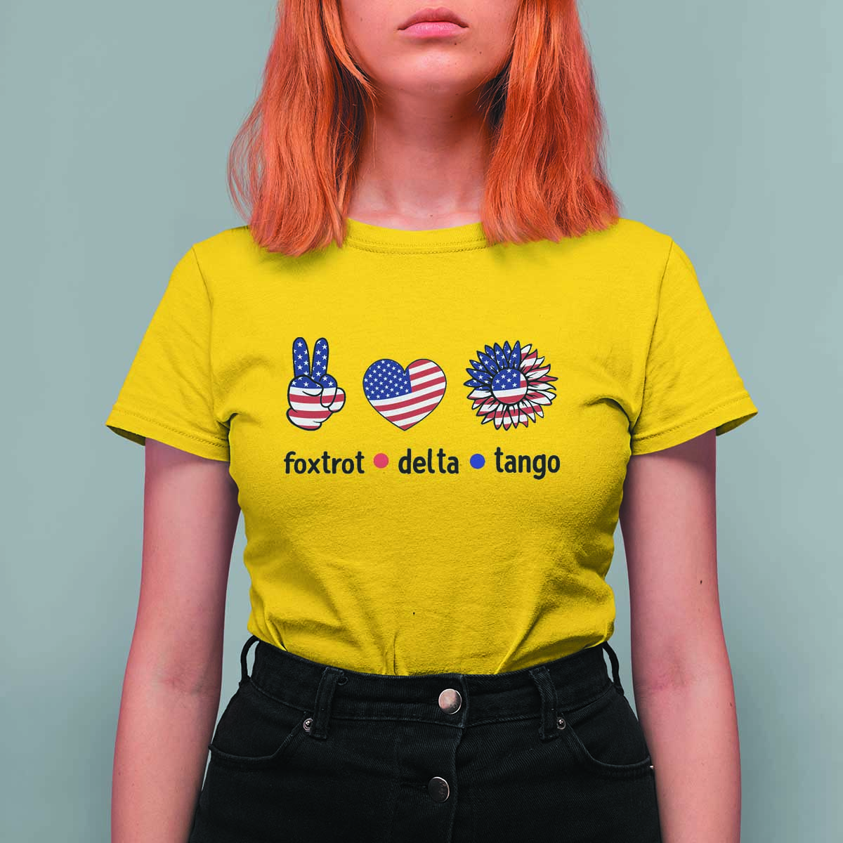 Funny Foxtrots Delta Tangos T Shirt For Women American Flag Peace Sign Heart Sunflower