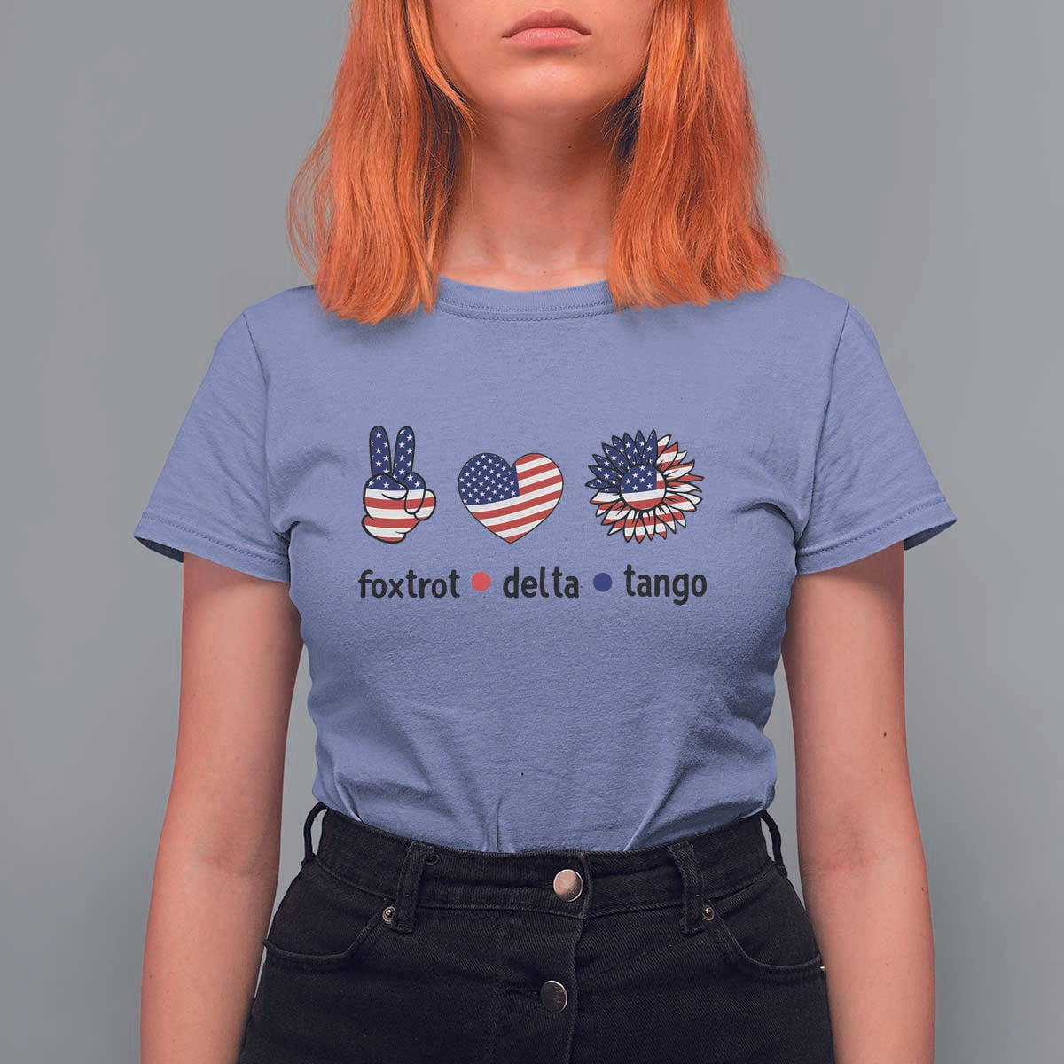 Funny Foxtrots Delta Tangos T Shirt For Women American Flag Peace Sign Heart Sunflower