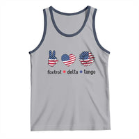 Funny Foxtrots Delta Tangos Tank Top American Flag Peace Sign Heart Sunflower