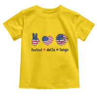 Funny Foxtrots Delta Tangos Toddler T Shirt American Flag Peace Sign Heart Sunflower