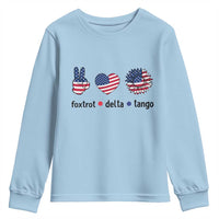 Funny Foxtrots Delta Tangos Youth Sweatshirt American Flag Peace Sign Heart Sunflower