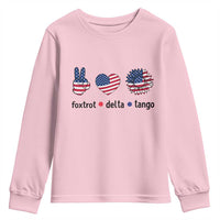 Funny Foxtrots Delta Tangos Youth Sweatshirt American Flag Peace Sign Heart Sunflower