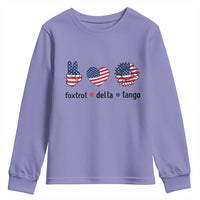 Funny Foxtrots Delta Tangos Youth Sweatshirt American Flag Peace Sign Heart Sunflower