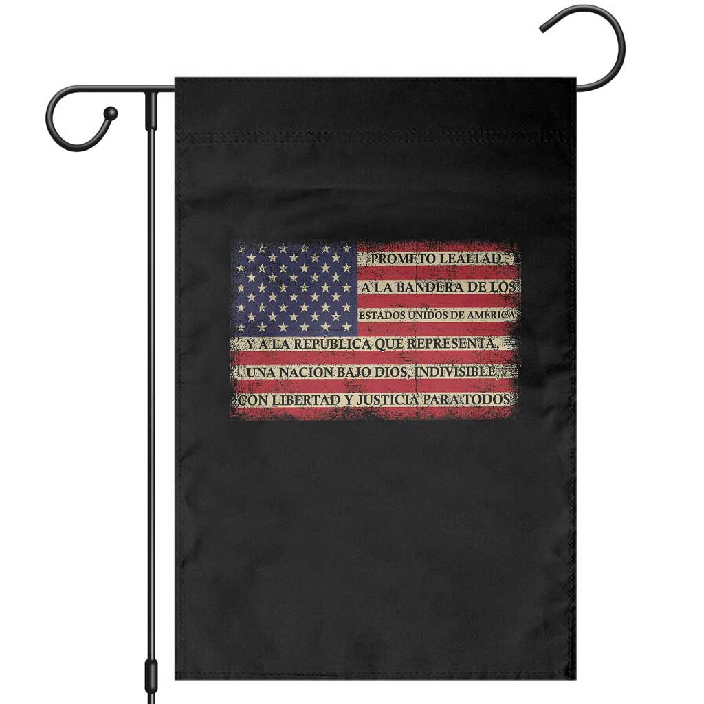 Spanish Pledge of Allegiance USA Flag Vintage Patriotic Graphic Garden Flag American Patriot Promesa de Lealtad
