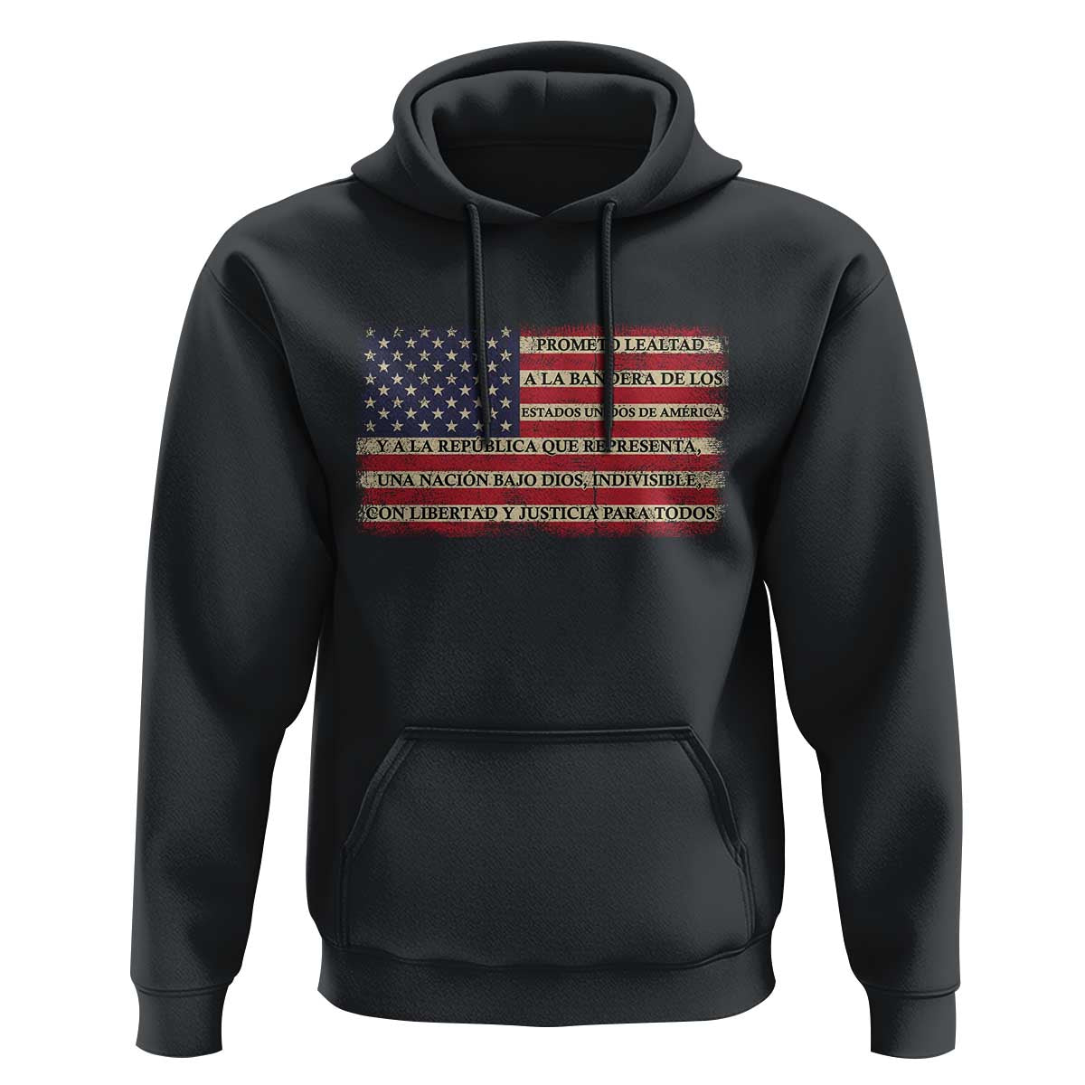 Spanish Pledge of Allegiance USA Flag Vintage Patriotic Graphic Hoodie American Patriot Promesa de Lealtad