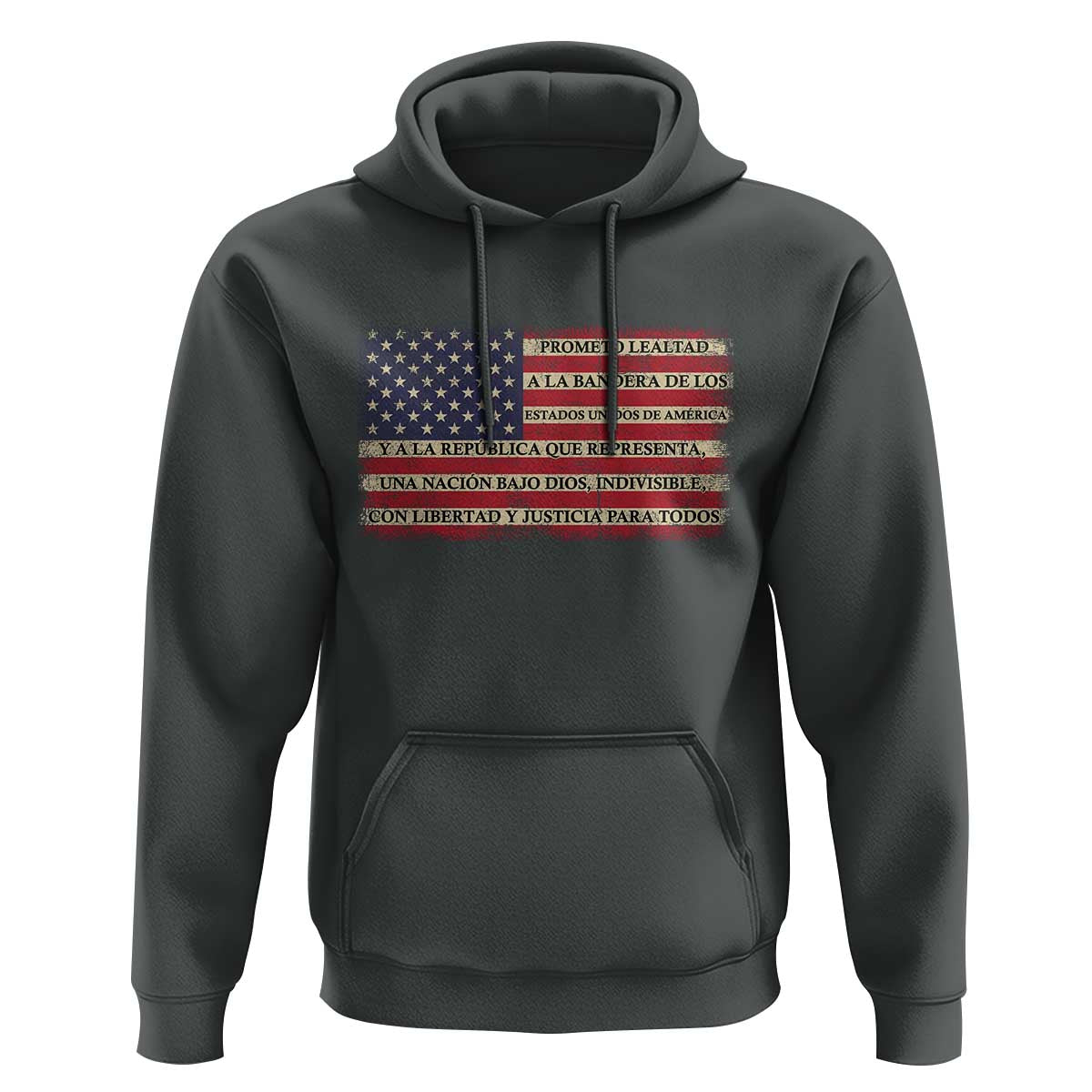 Spanish Pledge of Allegiance USA Flag Vintage Patriotic Graphic Hoodie American Patriot Promesa de Lealtad