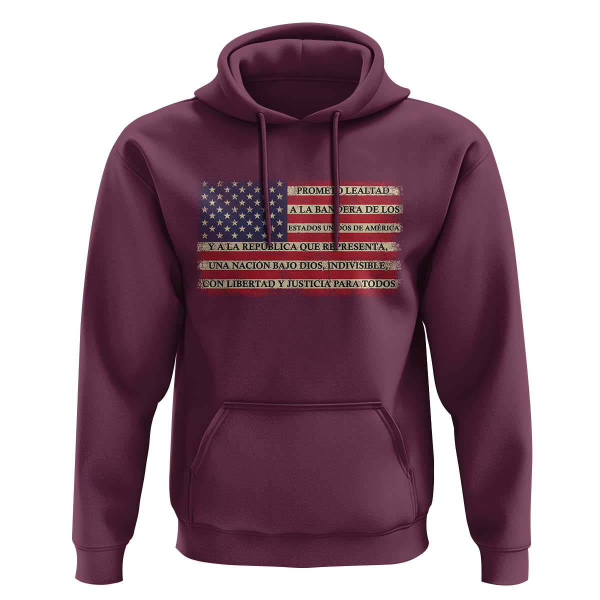 Spanish Pledge of Allegiance USA Flag Vintage Patriotic Graphic Hoodie American Patriot Promesa de Lealtad