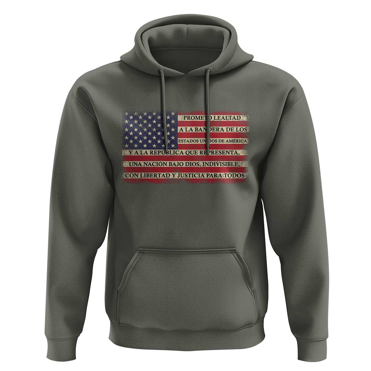 Spanish Pledge of Allegiance USA Flag Vintage Patriotic Graphic Hoodie American Patriot Promesa de Lealtad