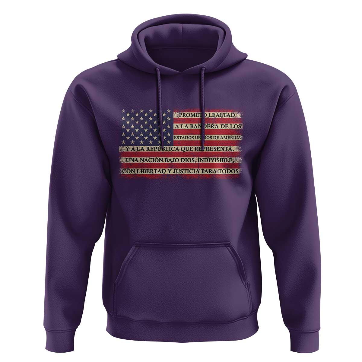 Spanish Pledge of Allegiance USA Flag Vintage Patriotic Graphic Hoodie American Patriot Promesa de Lealtad