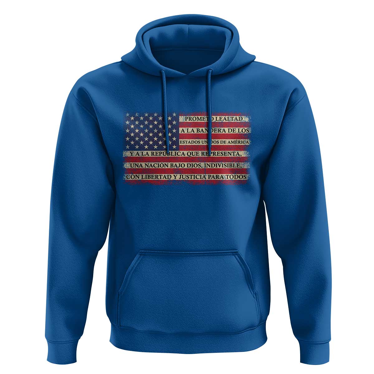 Spanish Pledge of Allegiance USA Flag Vintage Patriotic Graphic Hoodie American Patriot Promesa de Lealtad