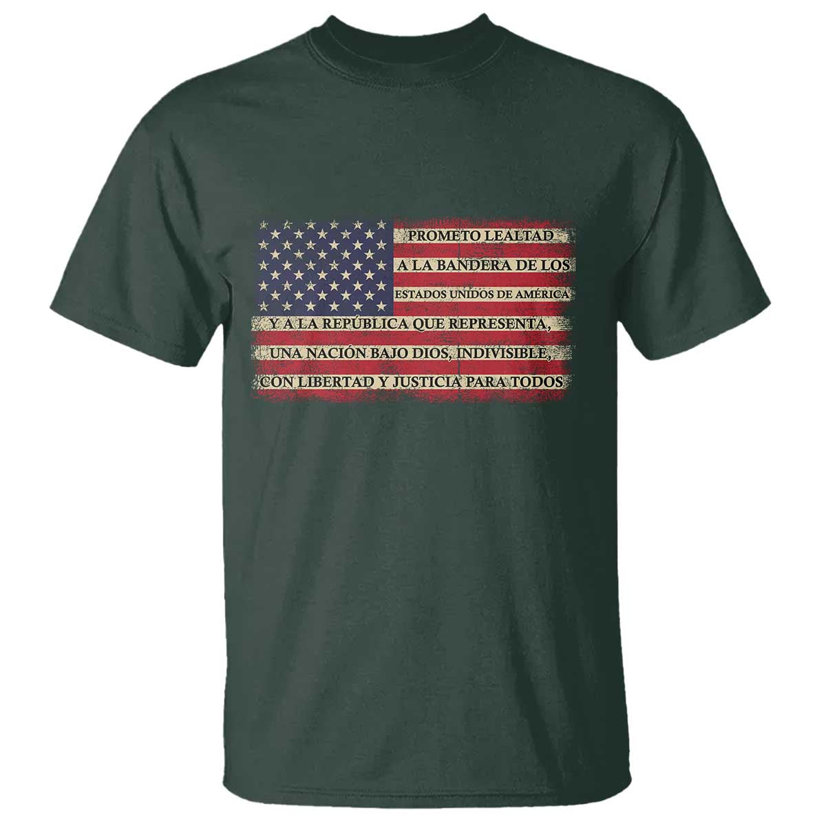 Spanish Pledge of Allegiance USA Flag Vintage Patriotic Graphic T Shirt American Patriot Promesa de Lealtad