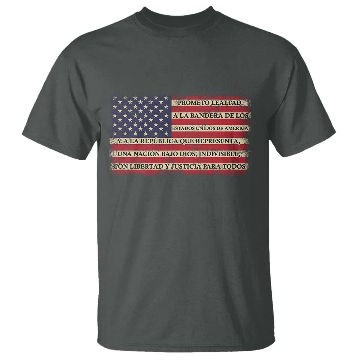 Spanish Pledge of Allegiance USA Flag Vintage Patriotic Graphic T Shirt American Patriot Promesa de Lealtad